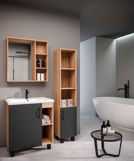 Тумба напольная \"ФЛАЙ-70 см\" дуб сонома/серая (ум.Фостер-70)