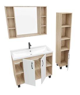 Тумба напольная \"ФЛАЙ-100 см\" дуб сонома/белая (ум.Фостер-100)