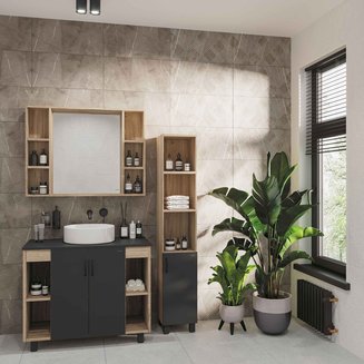 Тумба напольная "ФЛАЙ-100 см" дуб сонома/серая (ум.Фостер-100)