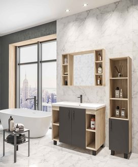 Тумба напольная "ФЛАЙ-100 см" дуб сонома/серая (ум.Фостер-100)