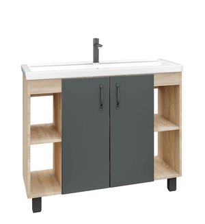 Тумба напольная "ФЛАЙ-100 см" дуб сонома/серая (ум.Фостер-100)