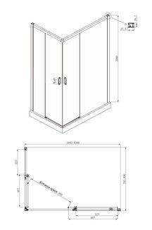 Душевое ограждение Ambassador Queen 11011205RBlack (1200x800x2000)