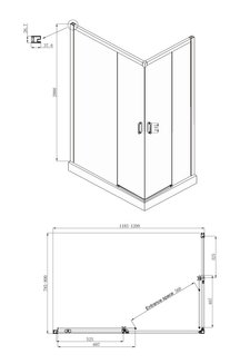 Душевое ограждение Ambassador Queen 11011205LBlack (1200x800x2000)