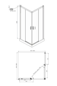 Душевое ограждение Ambassador Queen 11011105 (1000x1000x2000)