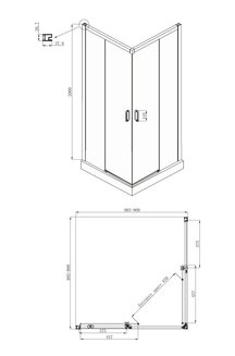 Душевое ограждение Ambassador Queen 11011203Black (900x900x2000)