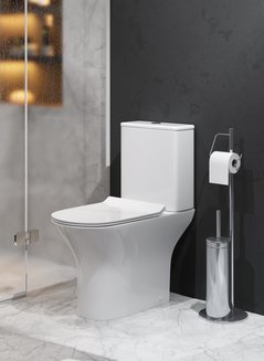 Унитаз Classic GR-4465S (650*340*790) напольный БЕЗОБОДКОВЫЙ с тонкой крышкой