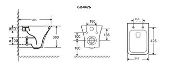 Унитаз Galaxy GR-4476S (485*345*360) подвесной БЕЗОБОДКОВЫЙ с тонкой крышкой