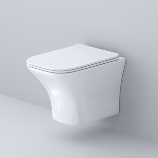 Унитаз Galaxy GR-4476S (485*345*360) подвесной БЕЗОБОДКОВЫЙ с тонкой крышкой