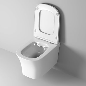 Унитаз Style GR-4474S (485*355*350) подвесной БЕЗОБОДКОВЫЙ с тонкой крышкой