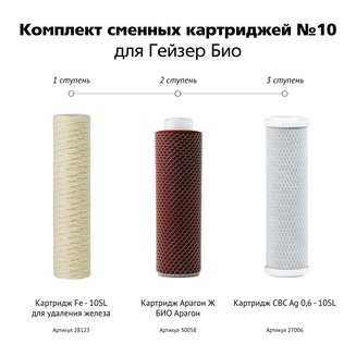 Комплект сменных картриджей №10 для Гейзер Био