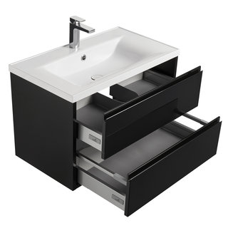 Тумба под раковину AQUATON Римини 80 черный глянец 1A226701RN950 NEW