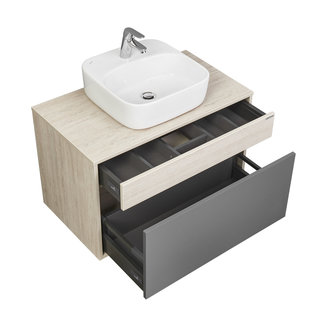 Тумба под раковину AQUATON Лофт Урбан 80 серый графит, дуб орегон 1A247601LQX60