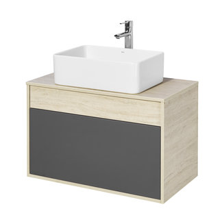 Тумба под раковину AQUATON Лофт Урбан 80 серый графит, дуб орегон 1A247601LQX60
