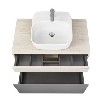 Тумба под раковину AQUATON Лофт Урбан 80 серый графит, дуб орегон 1A247601LQX60