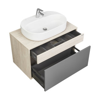 Тумба под раковину AQUATON Лофт Урбан 80 серый графит, дуб орегон 1A247601LQX60