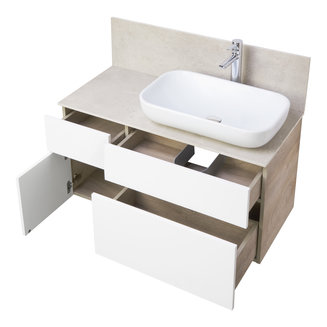 Тумба под раковину AQUATON Мишель 100 без столешницы, дуб эндгрейн, белый 1A244101MIX40