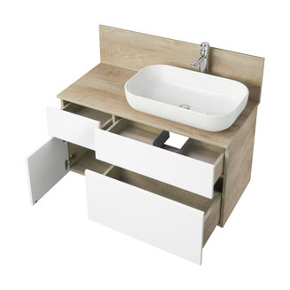 Тумба под раковину AQUATON Мишель 100 без столешницы, дуб эндгрейн, белый 1A244101MIX40