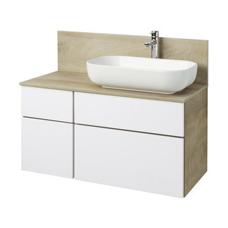 Тумба под раковину AQUATON Мишель 100 без столешницы, дуб эндгрейн, белый 1A244101MIX40