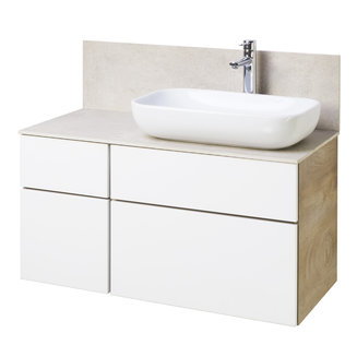Тумба под раковину AQUATON Мишель 100 без столешницы, дуб эндгрейн, белый 1A244101MIX40