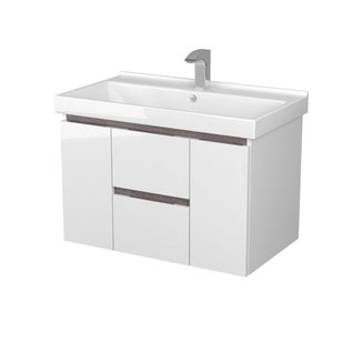 Тумба под раковину AQUATON Рене 80 белый, грецкий орех 1A258601NRC80