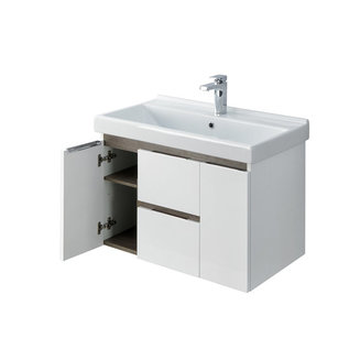 Тумба под раковину AQUATON Рене 80 белый, грецкий орех 1A258601NRC80