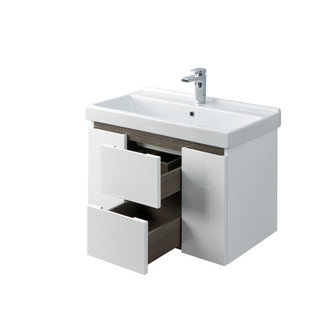 Тумба под раковину AQUATON Рене 80 белый, грецкий орех 1A258601NRC80