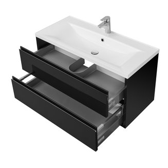 Тумба под раковину AQUATON Римини 100 черный глянец 1A234601RN950 NEW