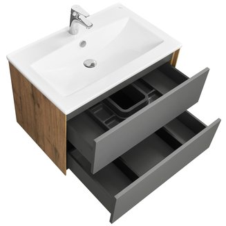 Тумба под раковину AQUATON Сохо 75 дуб веллингтон, графит софт 1A258101AJA00