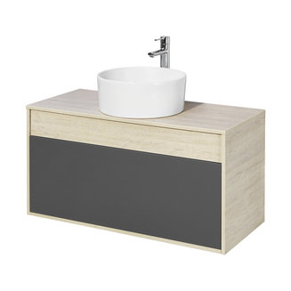 Тумба под раковину AQUATON Лофт Урбан 100 серый графит, дуб орегон 1A247701LQX60