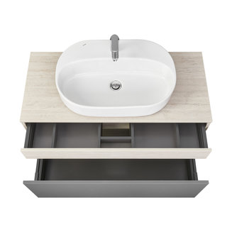 Тумба под раковину AQUATON Лофт Урбан 100 серый графит, дуб орегон 1A247701LQX60