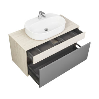 Тумба под раковину AQUATON Лофт Урбан 100 серый графит, дуб орегон 1A247701LQX60