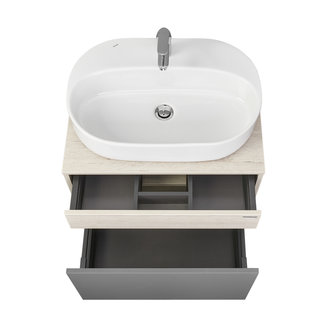 Тумба под раковину AQUATON Лофт Урбан 65 серый графит, дуб орегон 1A254001LQX60