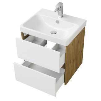 Тумба под раковину AQUATON Сканди 55 белая, дуб рустикальный 1A251701SDZ90