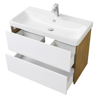 Тумба под раковину AQUATON Сканди 90 белая, дуб рустикальный 1A251901SDZ90