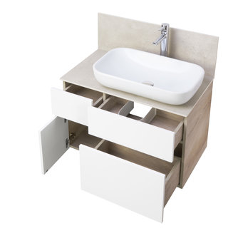 Тумба под раковину AQUATON Мишель 80 без столешницы, дуб эндгрейн, белый 1A244501MIX40