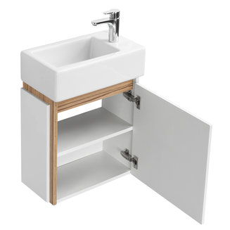 Тумба под раковину AQUATON Эклипс М подвесная эбони светлый правая 1A172801EK49R