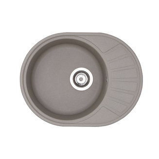 Мойка для кухни из литого мрамора AQUATON Чезана круглая с крылом серый шелк 1A711232CS250