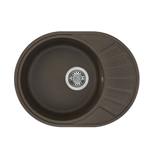 Мойка для кухни из литого мрамора AQUATON Чезана круглая с крылом кофе 1A711232CS280