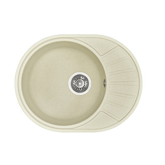 Мойка для кухни из литого мрамора AQUATON Чезана круглая с крылом жемчуг 1A711232CS240