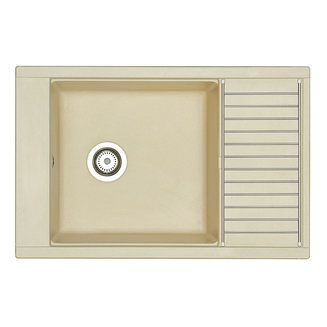 Мойка для кухни из литого мрамора AQUATON Делия 78 прямоугольная с крылом шампань 1A715132DE290