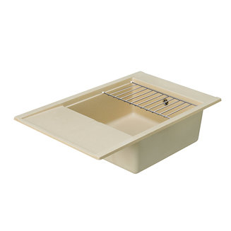 Мойка для кухни из литого мрамора AQUATON Делия 78 прямоугольная с крылом шампань 1A715132DE290