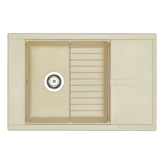 Мойка для кухни из литого мрамора AQUATON Делия 78 прямоугольная с крылом шампань 1A715132DE290