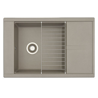 Мойка для кухни из литого мрамора AQUATON Делия 78 прямоугольная с крылом серый шелк 1A715132DE250