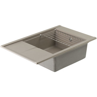 Мойка для кухни из литого мрамора AQUATON Делия 78 прямоугольная с крылом серый шелк 1A715132DE250