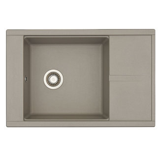 Мойка для кухни из литого мрамора AQUATON Делия 78 прямоугольная с крылом серый шелк 1A715132DE250