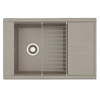 Мойка для кухни из литого мрамора AQUATON Делия 78 прямоугольная с крылом серый шелк 1A715132DE250