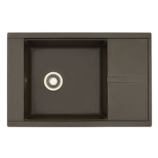 Мойка для кухни из литого мрамора AQUATON Делия 78 прямоугольная с крылом кофе 1A715132DE280