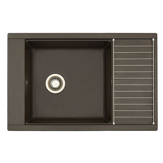 Мойка для кухни из литого мрамора AQUATON Делия 78 прямоугольная с крылом кофе 1A715132DE280