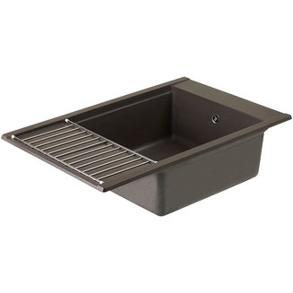 Мойка для кухни из литого мрамора AQUATON Делия 78 прямоугольная с крылом кофе 1A715132DE280