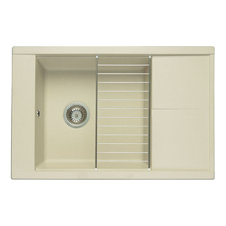 Мойка для кухни из литого мрамора AQUATON Делия 78 прямоугольная с крылом жемчуг 1A715132DE240